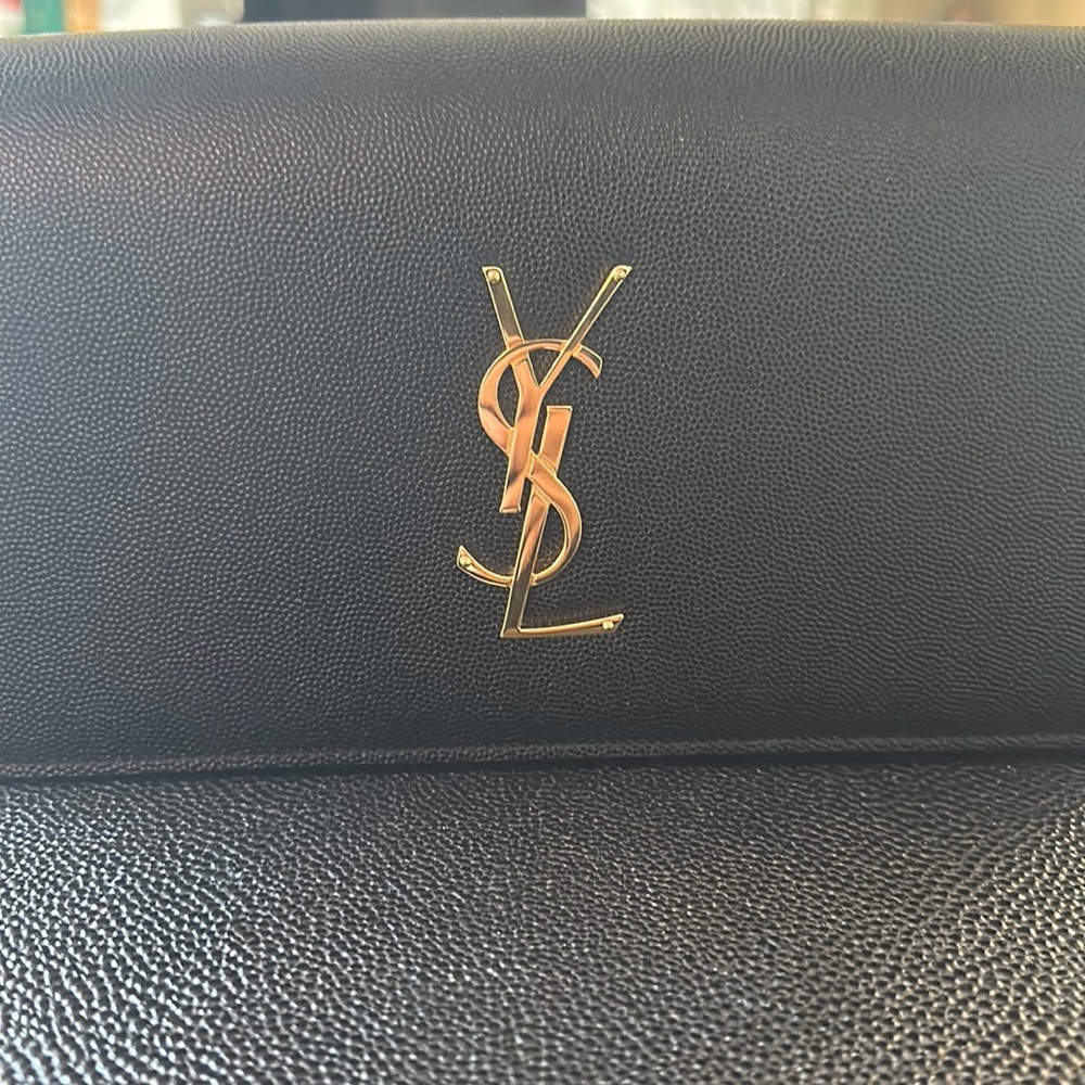 Authentic Ysl black leather clutch
